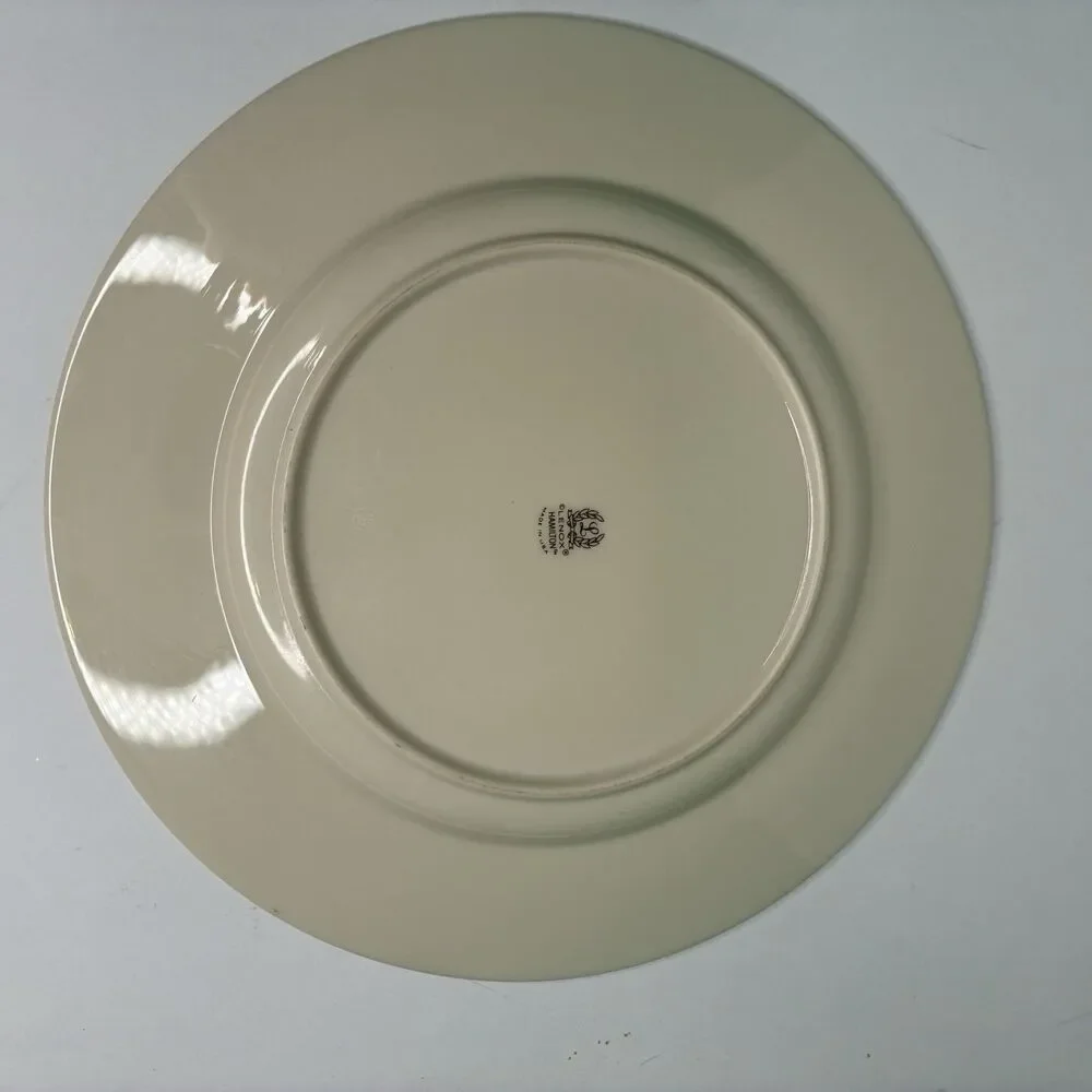 Lenox Hamilton Dinner Plate Ivory Gold Trim Fine China Made In USA Set of 2